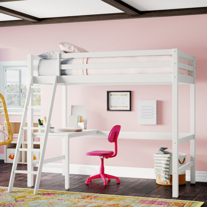 Three Posts Baby & Kids Binne Twin Bunk with Study Loft & Reviews